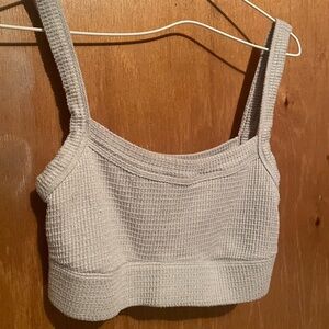 Cream Textured Crop Top